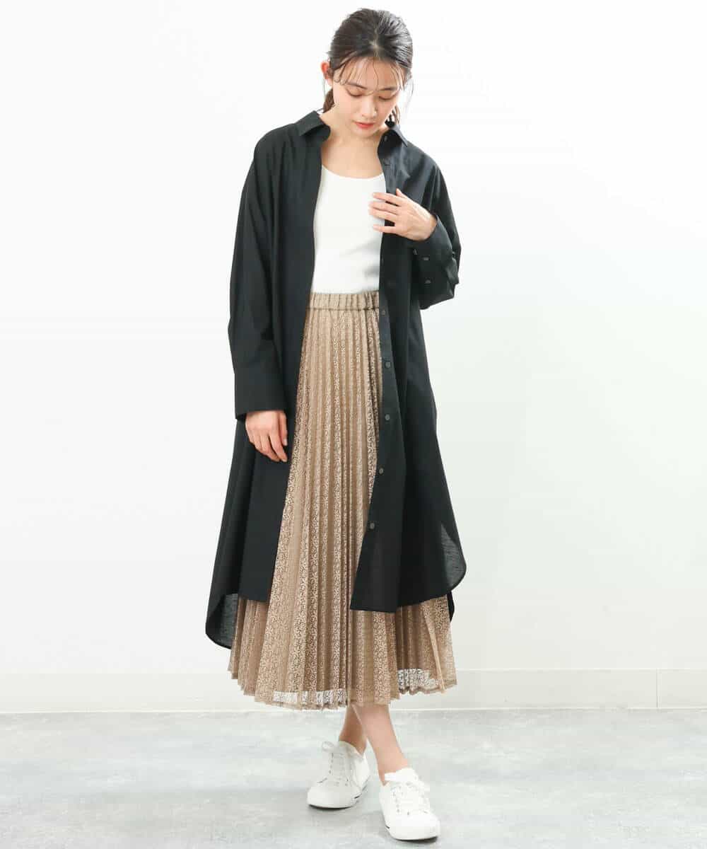 FKHGS38170 MK MICHEL KLEIN(MK ミッシェルクラン) レースプリーツスカート/洗える ベージュ