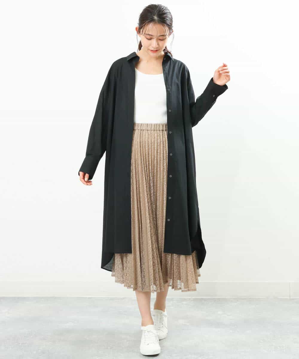 FKHGS38170 MK MICHEL KLEIN(MK ミッシェルクラン) レースプリーツスカート/洗える ベージュ