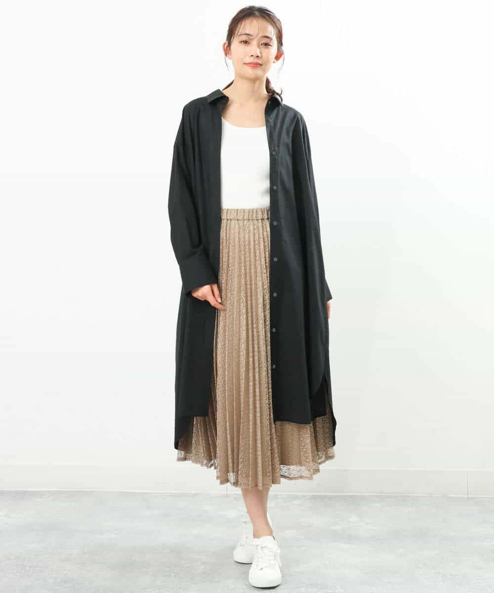 FKHGS38170 MK MICHEL KLEIN(MK ミッシェルクラン) レースプリーツスカート/洗える ベージュ