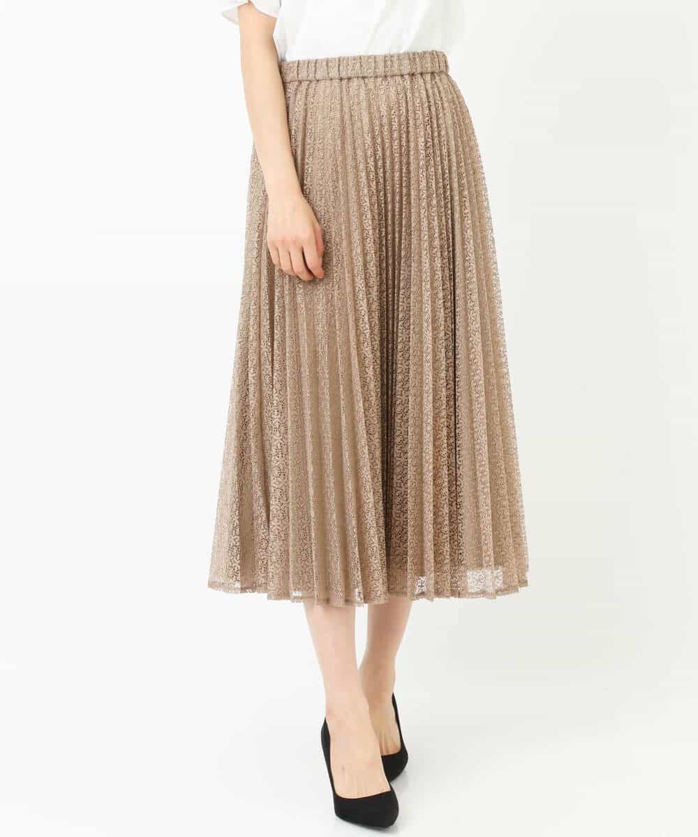 FKHGS38170 MK MICHEL KLEIN(MK ミッシェルクラン) レースプリーツスカート/洗える ベージュ
