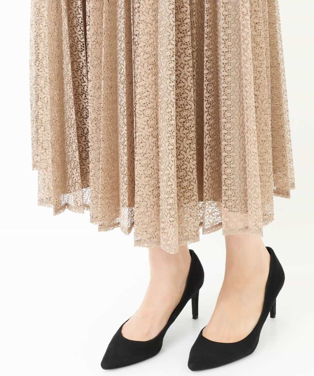 FKHGS38170 MK MICHEL KLEIN(MK ミッシェルクラン) レースプリーツスカート/洗える ベージュ
