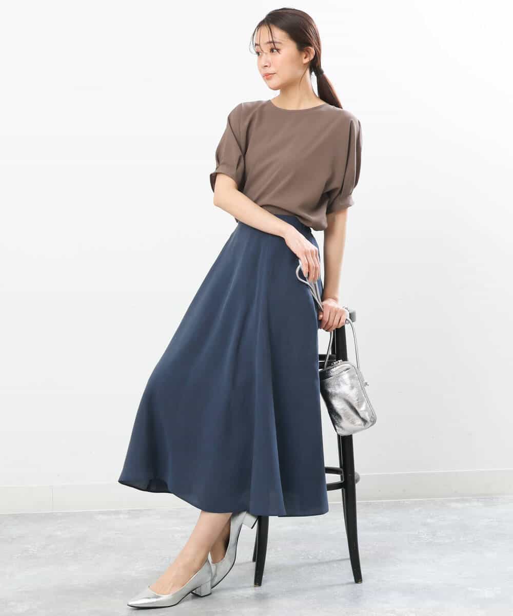 FKHGS58150 MK MICHEL KLEIN(MK ミッシェルクラン) ボリュームフレアスカート/洗える ライトブルー
