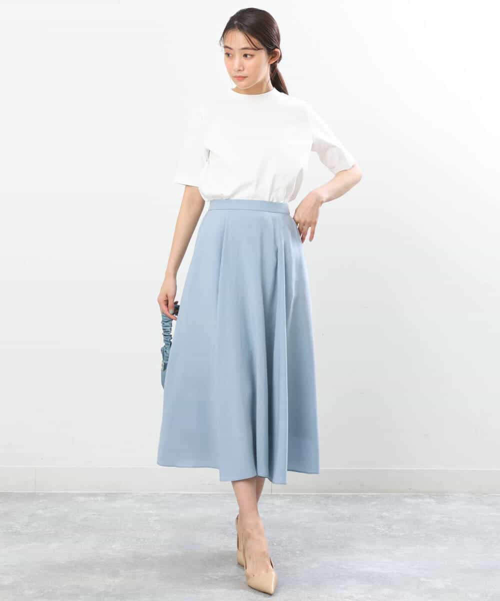 FKHGS58150 MK MICHEL KLEIN(MK ミッシェルクラン) ボリュームフレアスカート/洗える ライトブルー