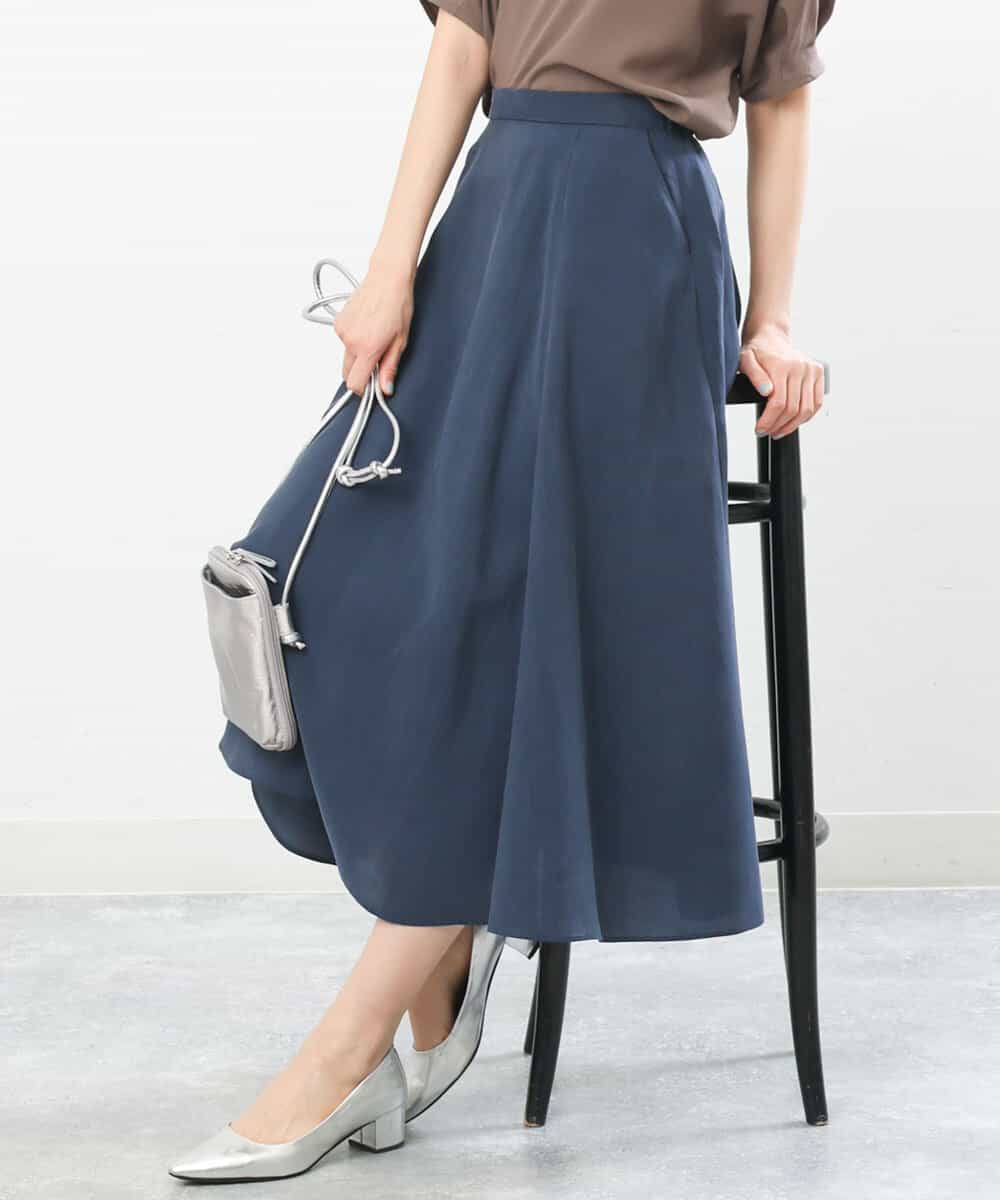 FKHGS58150 MK MICHEL KLEIN(MK ミッシェルクラン) ボリュームフレアスカート/洗える ネイビー