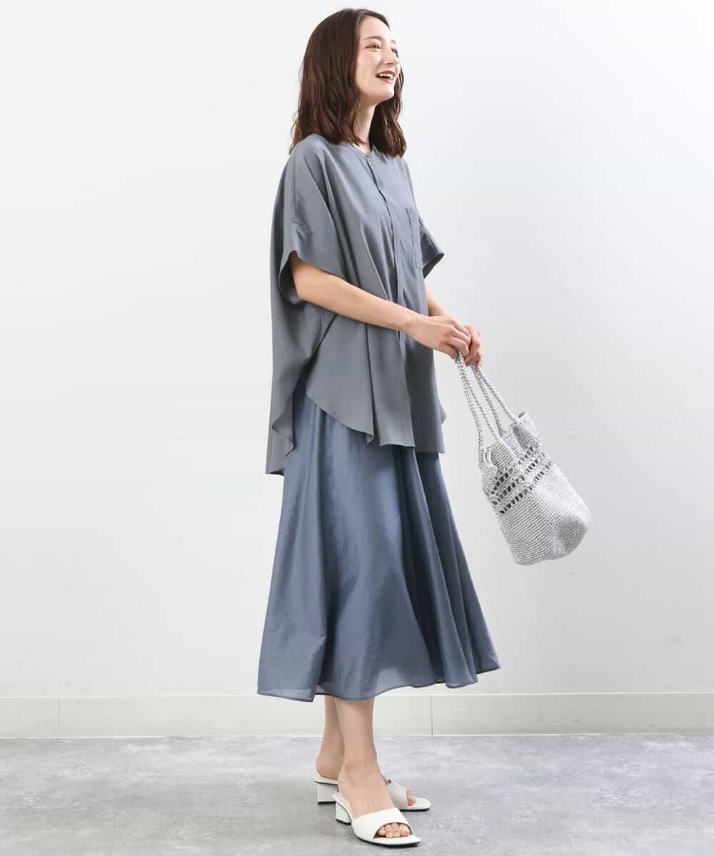 FKHGU58150 MK MICHEL KLEIN(MK ミッシェルクラン) ボリュームフレアスカート/洗える ライトイエロー