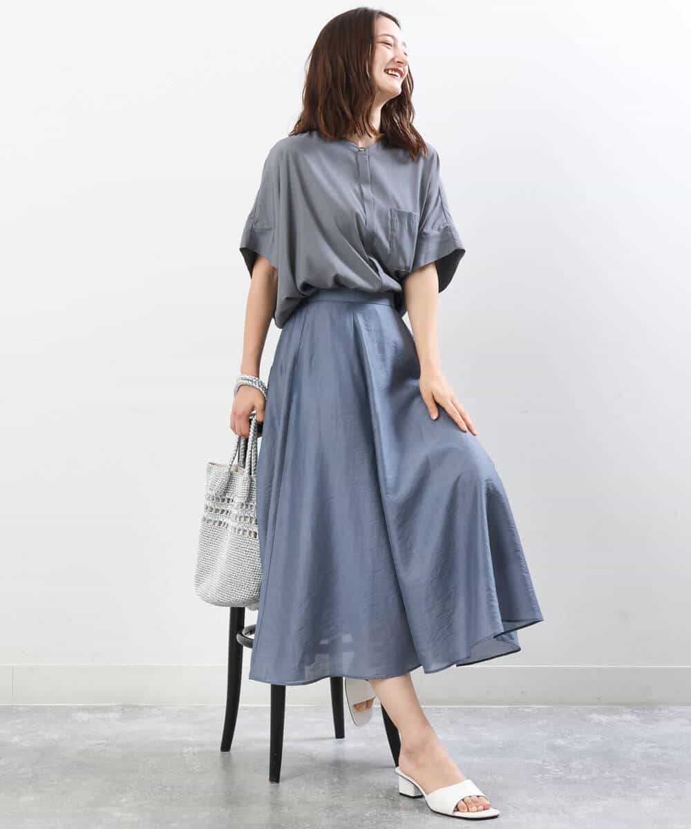 FKHGU58150 MK MICHEL KLEIN(MK ミッシェルクラン) ボリュームフレアスカート/洗える ライトイエロー