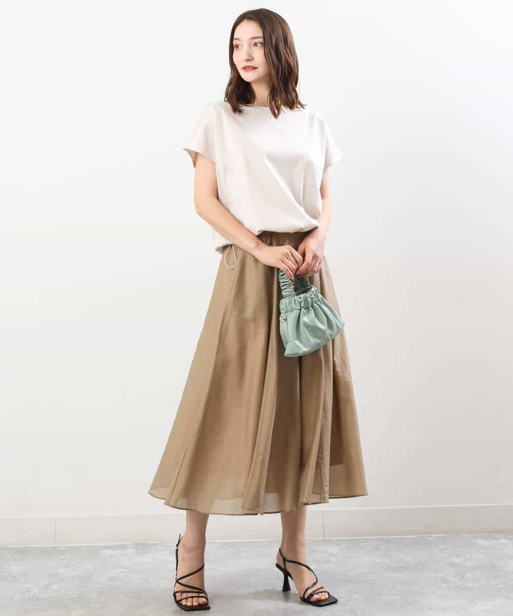 FKHGU58150 MK MICHEL KLEIN(MK ミッシェルクラン) ボリュームフレアスカート/洗える ライトイエロー