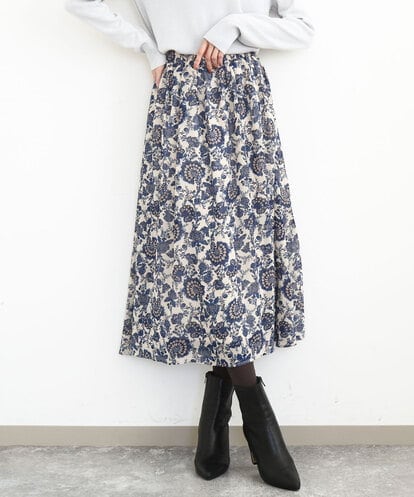 FKHHA05140 MK MICHEL KLEIN 更紗プリント花柄シフォンスカート/洗える