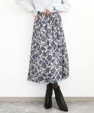 FKHHA05140 MK MICHEL KLEIN(MK ミッシェルクラン) 更紗プリント花柄シフォンスカート/洗える ベージュ