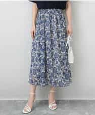 FKHHA05140 MK MICHEL KLEIN(MK ミッシェルクラン) 更紗プリント花柄シフォンスカート/洗える ベージュ