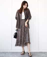 FKHHA05140 MK MICHEL KLEIN(MK ミッシェルクラン) 更紗プリント花柄シフォンスカート/洗える ベージュ