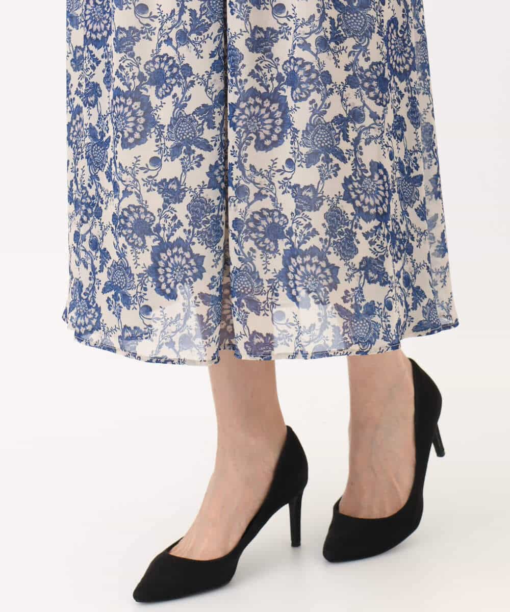 FKHHA05140 MK MICHEL KLEIN(MK ミッシェルクラン) 更紗プリント花柄シフォンスカート/洗える ベージュ