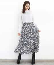 FKHHA05140 MK MICHEL KLEIN(MK ミッシェルクラン) 更紗プリント花柄シフォンスカート/洗える ベージュ