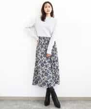 FKHHA05140 MK MICHEL KLEIN(MK ミッシェルクラン) 更紗プリント花柄シフォンスカート/洗える ベージュ