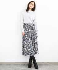 FKHHA05140 MK MICHEL KLEIN(MK ミッシェルクラン) 更紗プリント花柄シフォンスカート/洗える ベージュ