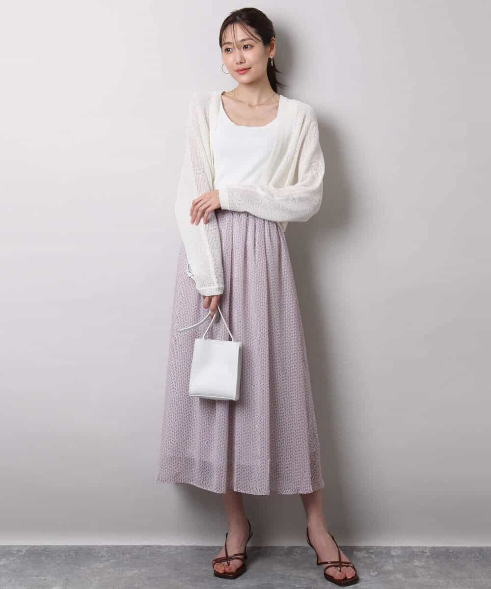 FKHHA06140 MK MICHEL KLEIN(MK ミッシェルクラン) スクエアドット柄シフォンスカート/洗える ネイビー