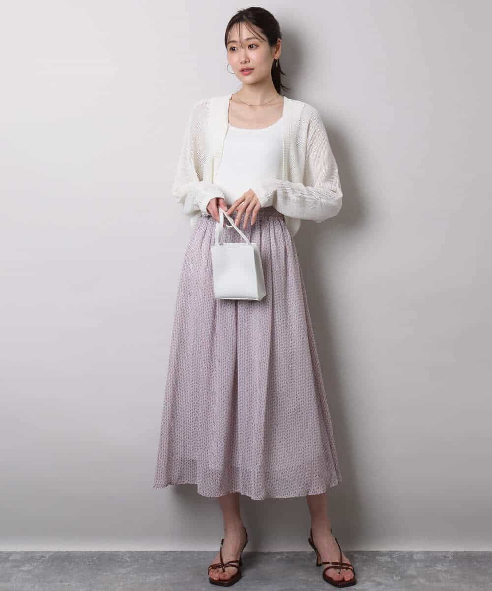 FKHHA06140 MK MICHEL KLEIN(MK ミッシェルクラン) スクエアドット柄シフォンスカート/洗える ネイビー