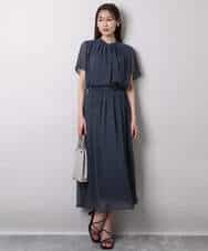FKHHA06140 MK MICHEL KLEIN(MK ミッシェルクラン) スクエアドット柄シフォンスカート/洗える ネイビー