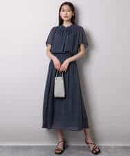 FKHHA06140 MK MICHEL KLEIN(MK ミッシェルクラン) スクエアドット柄シフォンスカート/洗える ネイビー