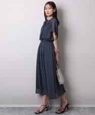 FKHHA06140 MK MICHEL KLEIN(MK ミッシェルクラン) スクエアドット柄シフォンスカート/洗える ネイビー