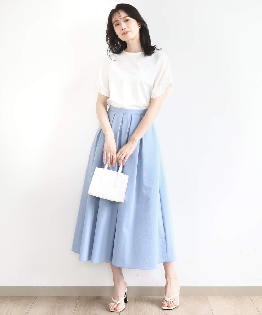 FKHHA60150 MK MICHEL KLEIN(MK ミッシェルクラン) タックフレアースカート/撥水/UVカット/洗える ネイビー