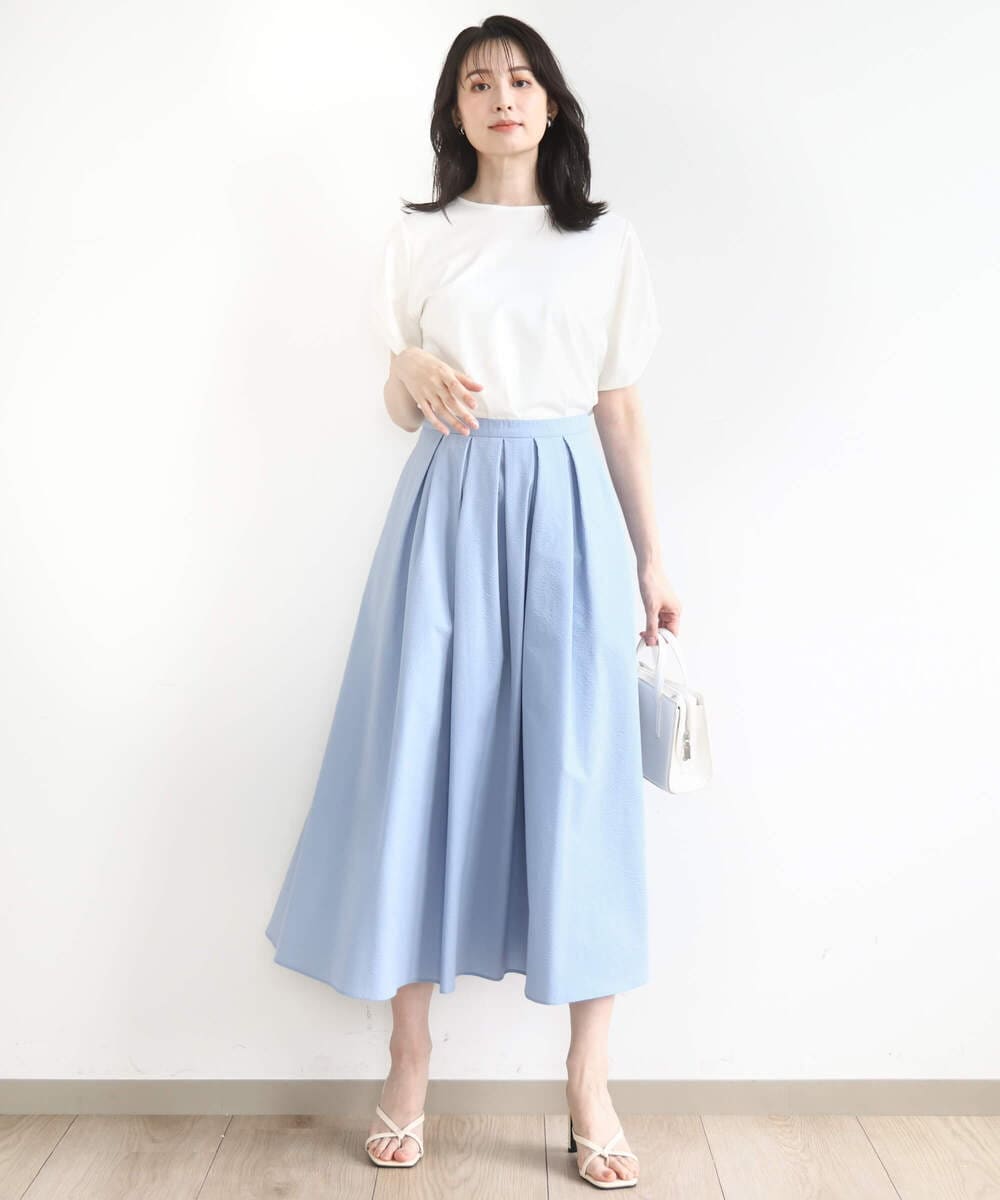 FKHHA60150 MK MICHEL KLEIN(MK ミッシェルクラン) タックフレアースカート/撥水/UVカット/洗える ネイビー