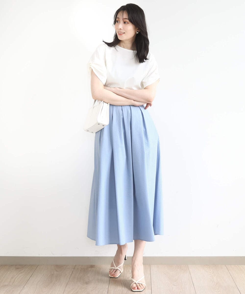 FKHHA60150 MK MICHEL KLEIN(MK ミッシェルクラン) タックフレアースカート/撥水/UVカット/洗える ネイビー