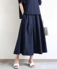 FKHHA60150 MK MICHEL KLEIN(MK ミッシェルクラン) タックフレアースカート/撥水/UVカット/洗える ネイビー