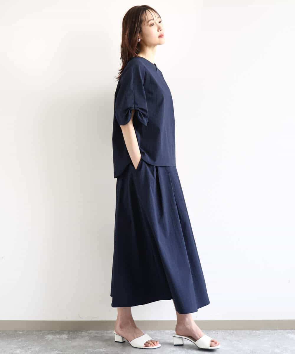 FKHHA60150 MK MICHEL KLEIN(MK ミッシェルクラン) タックフレアースカート/撥水/UVカット/洗える ネイビー