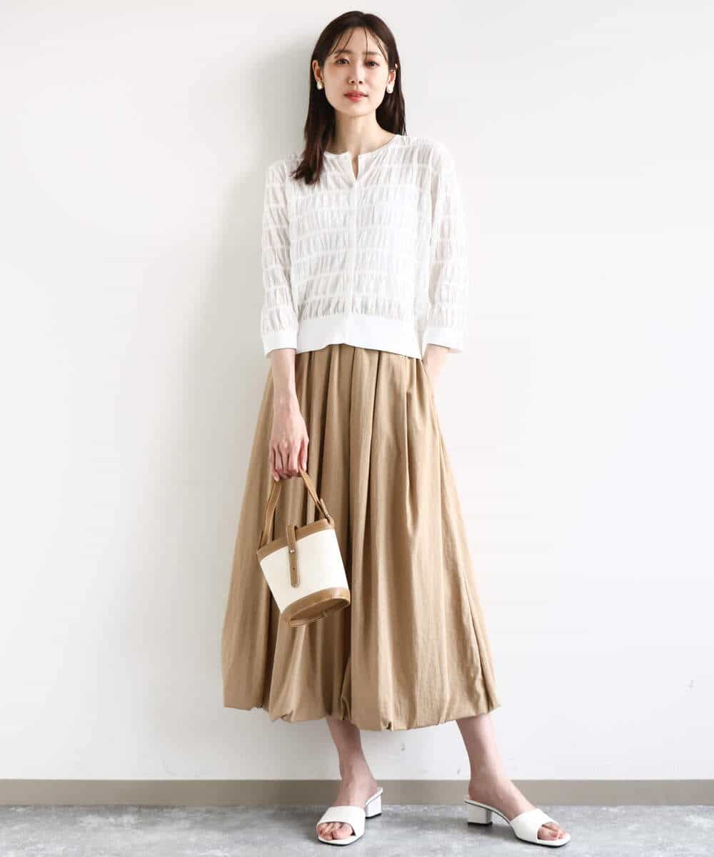 FKHHA62160 MK MICHEL KLEIN(MK ミッシェルクラン) バルーンシルエットスカート/UVカット/接触冷感/洗える ベージュ