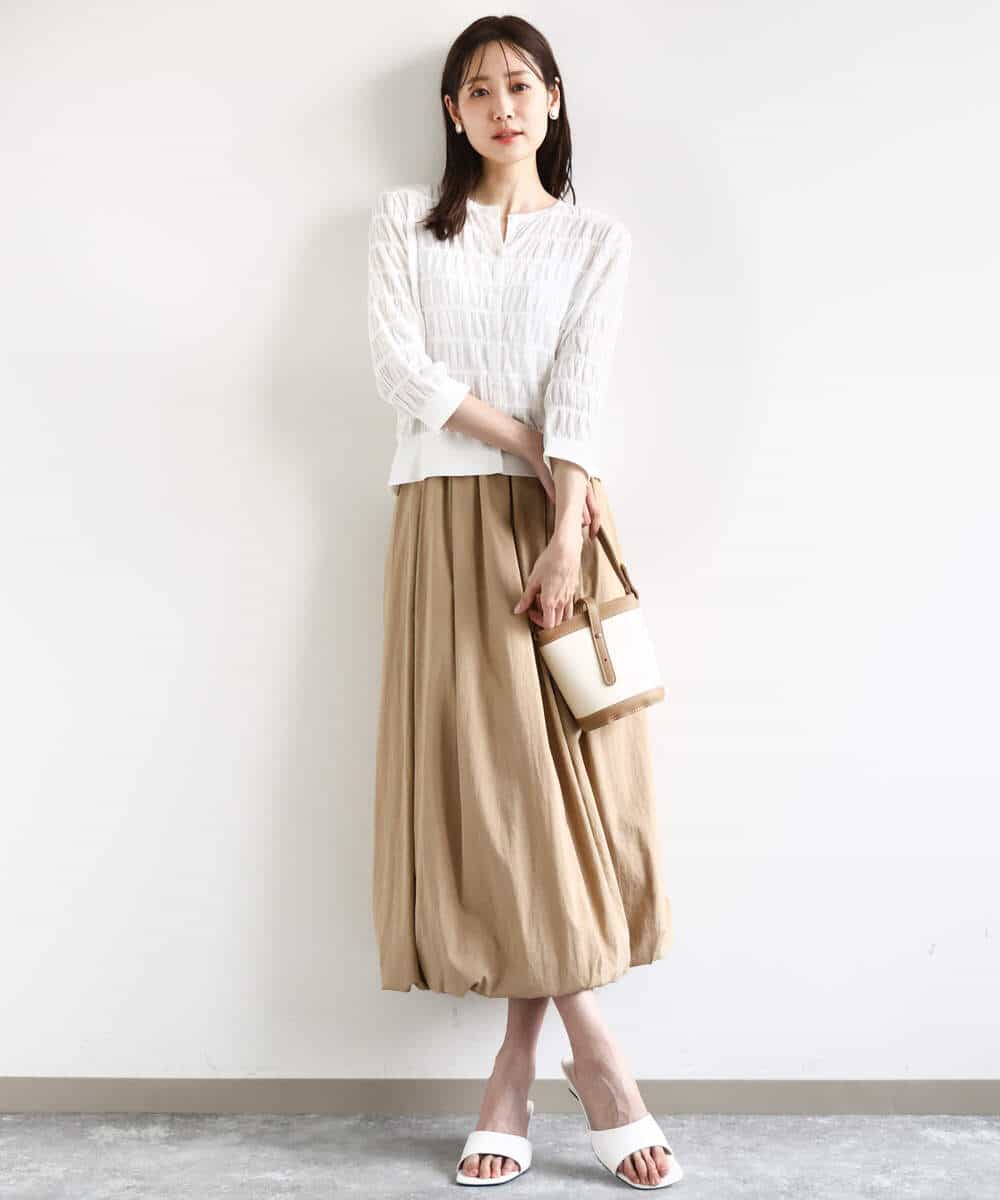 FKHHA62160 MK MICHEL KLEIN(MK ミッシェルクラン) バルーンシルエットスカート/UVカット/接触冷感/洗える ベージュ