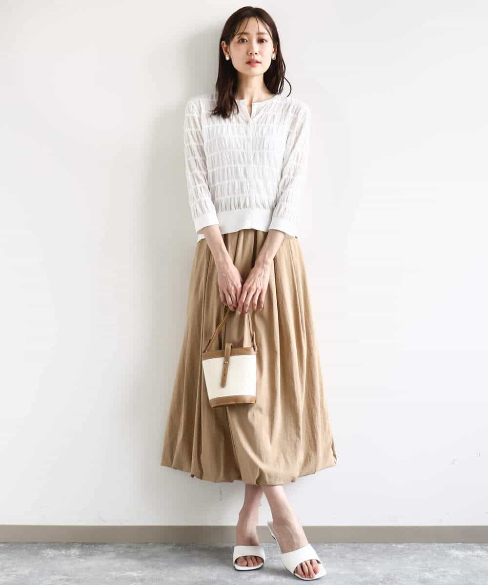 FKHHA62160 MK MICHEL KLEIN(MK ミッシェルクラン) バルーンシルエットスカート/UVカット/接触冷感/洗える ベージュ