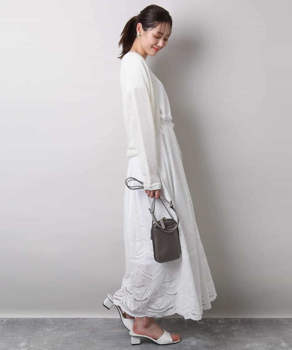 FKHHA65190 MK MICHEL KLEIN(MK ミッシェルクラン) コットン刺繍カットワークギャザースカート/洗える ブルー