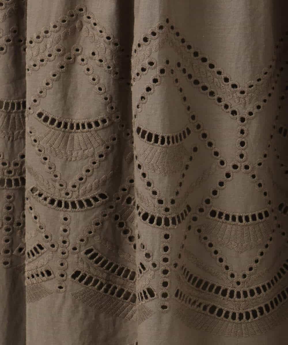 FKHHA65190 MK MICHEL KLEIN(MK ミッシェルクラン) コットン刺繍カットワークギャザースカート/洗える ブルー