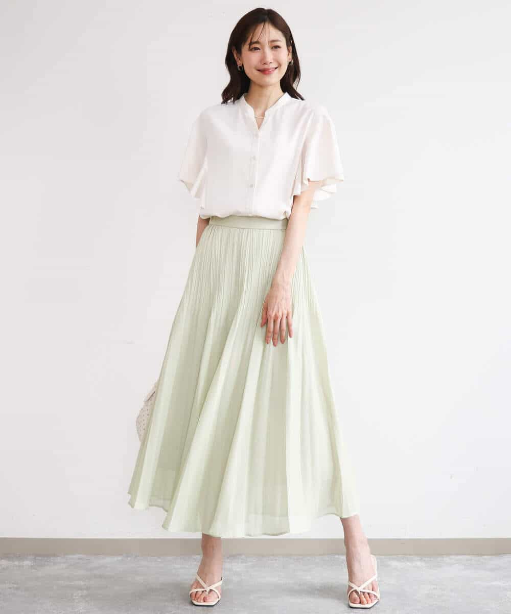 FKHHD63180 MK MICHEL KLEIN(MK ミッシェルクラン) [洗える]カラミ織シアープリーツスカート ブラウン