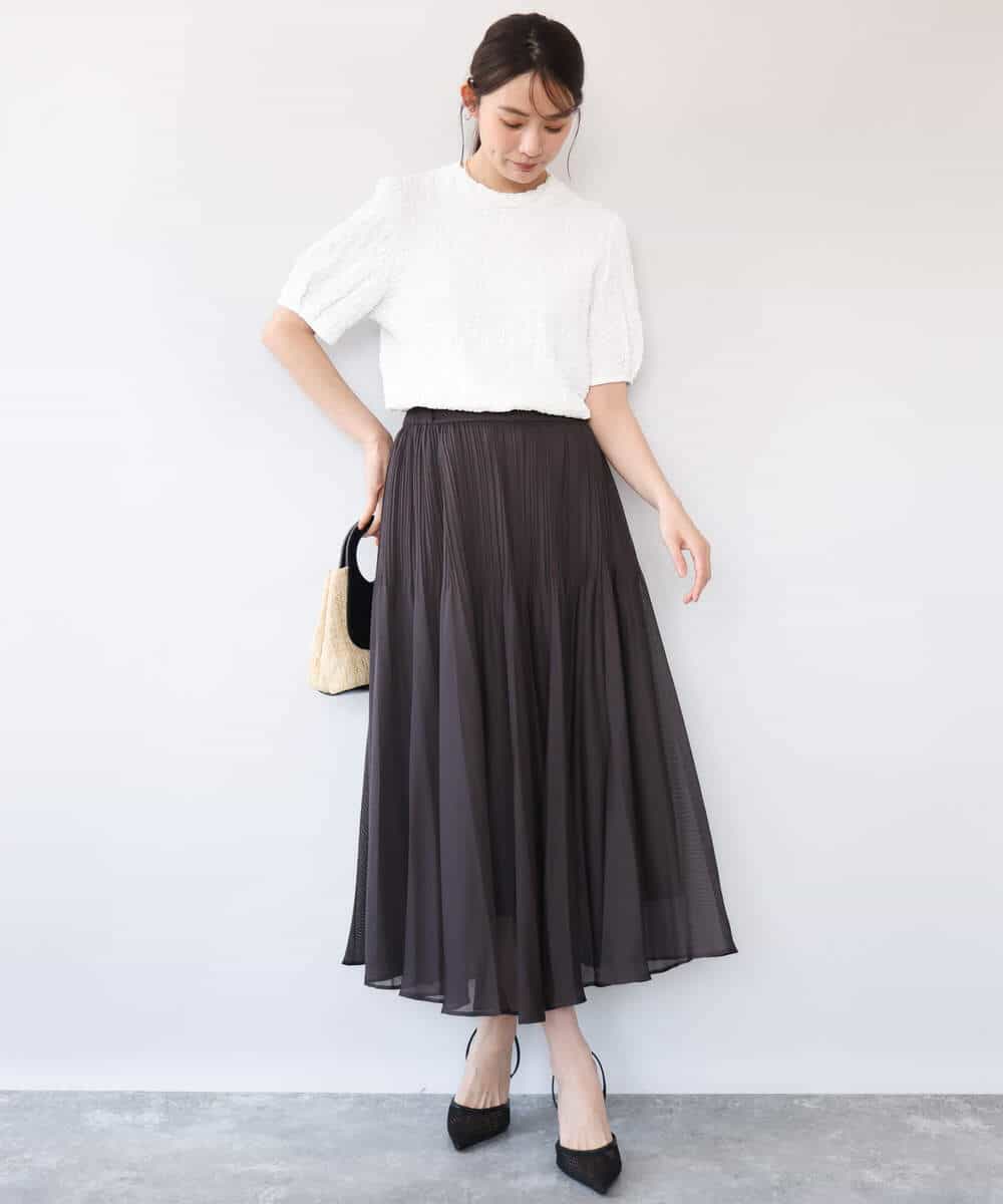 FKHHD63180 MK MICHEL KLEIN(MK ミッシェルクラン) [洗える]カラミ織シアープリーツスカート ブラウン