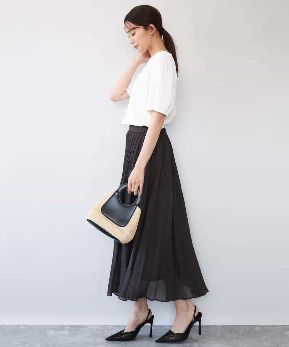 FKHHD63180 MK MICHEL KLEIN(MK ミッシェルクラン) [洗える]カラミ織シアープリーツスカート ブラウン