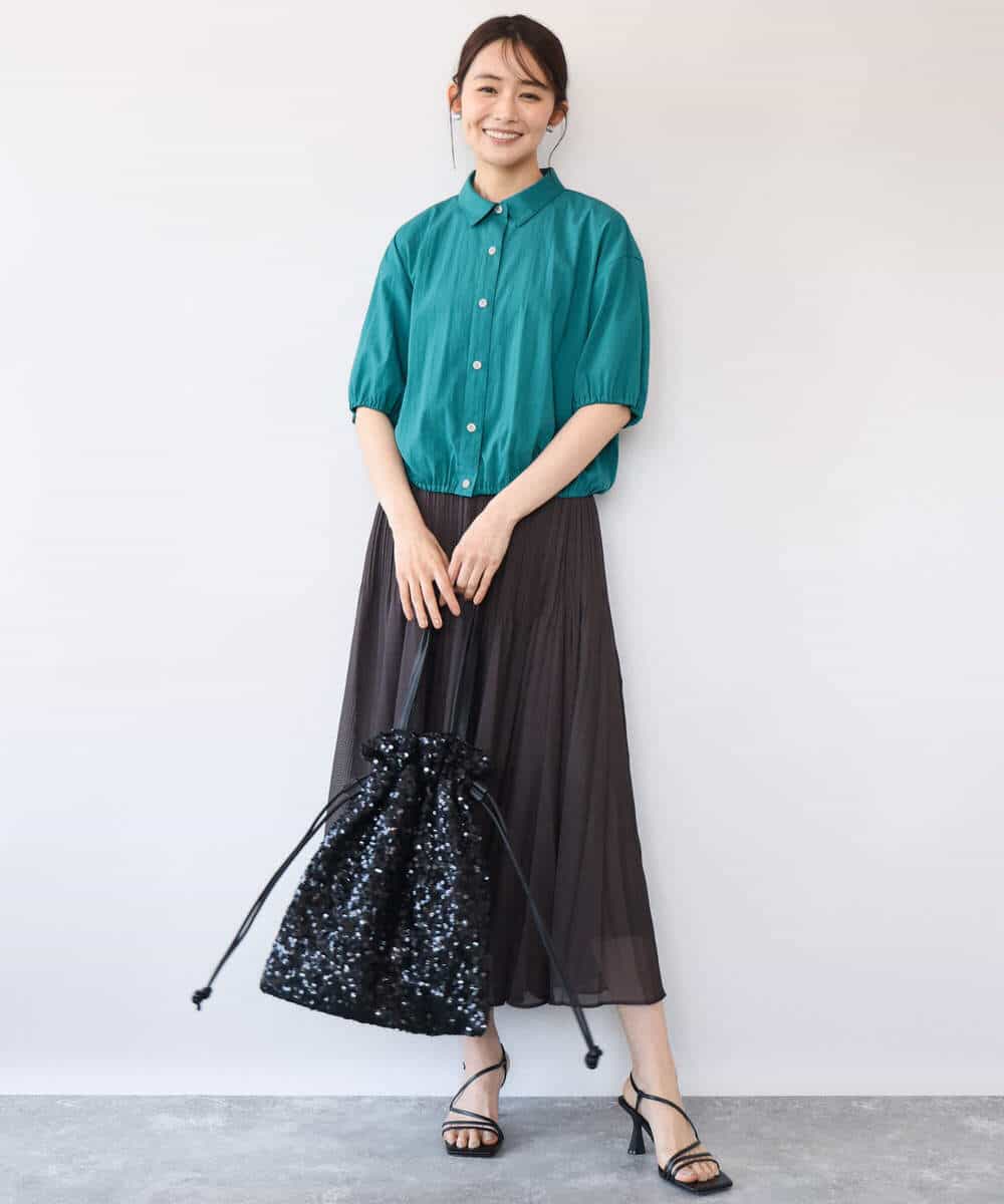 FKHHD63180 MK MICHEL KLEIN(MK ミッシェルクラン) [洗える]カラミ織シアープリーツスカート ブラウン
