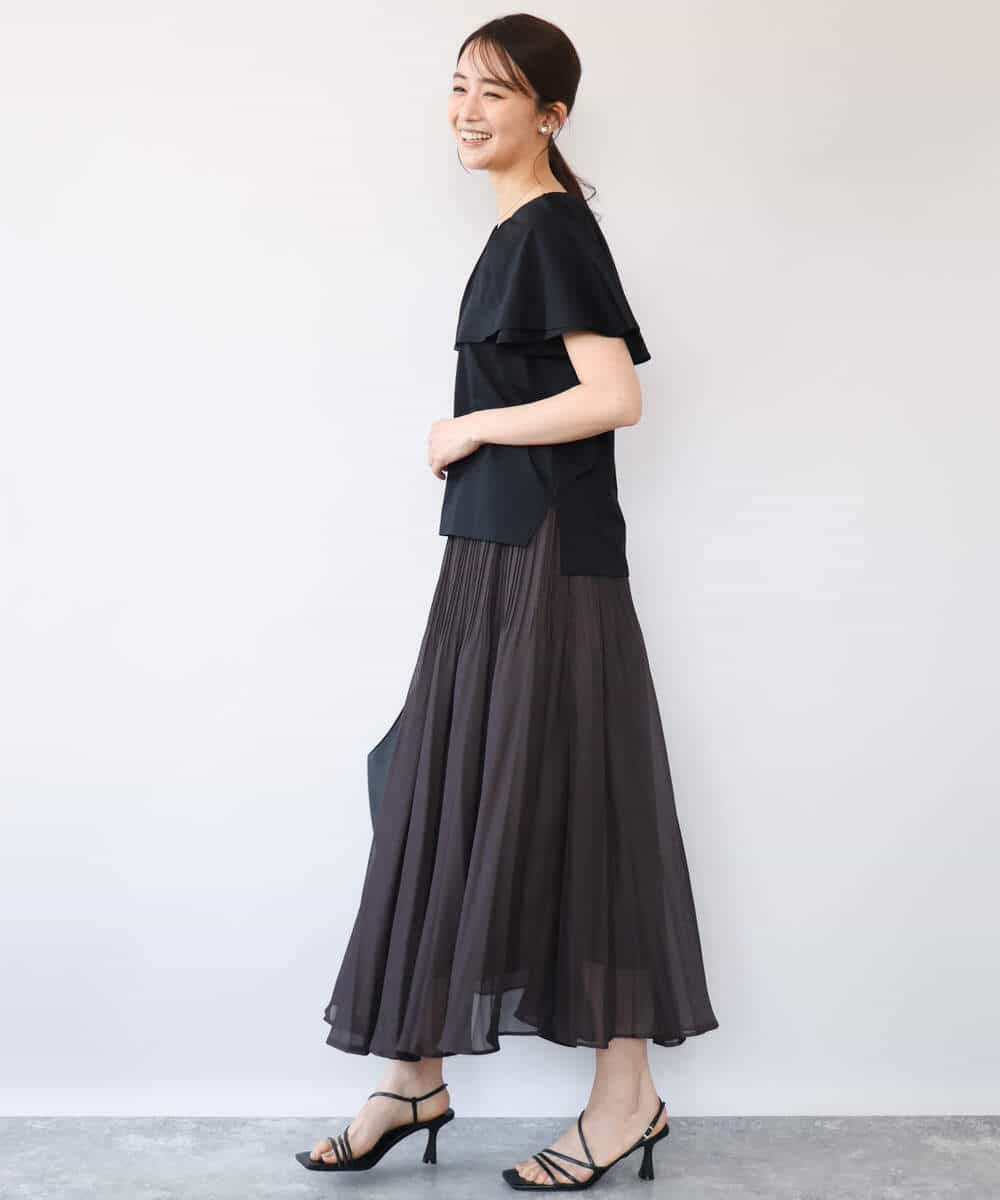 FKHHD63180 MK MICHEL KLEIN(MK ミッシェルクラン) [洗える]カラミ織シアープリーツスカート ブラウン
