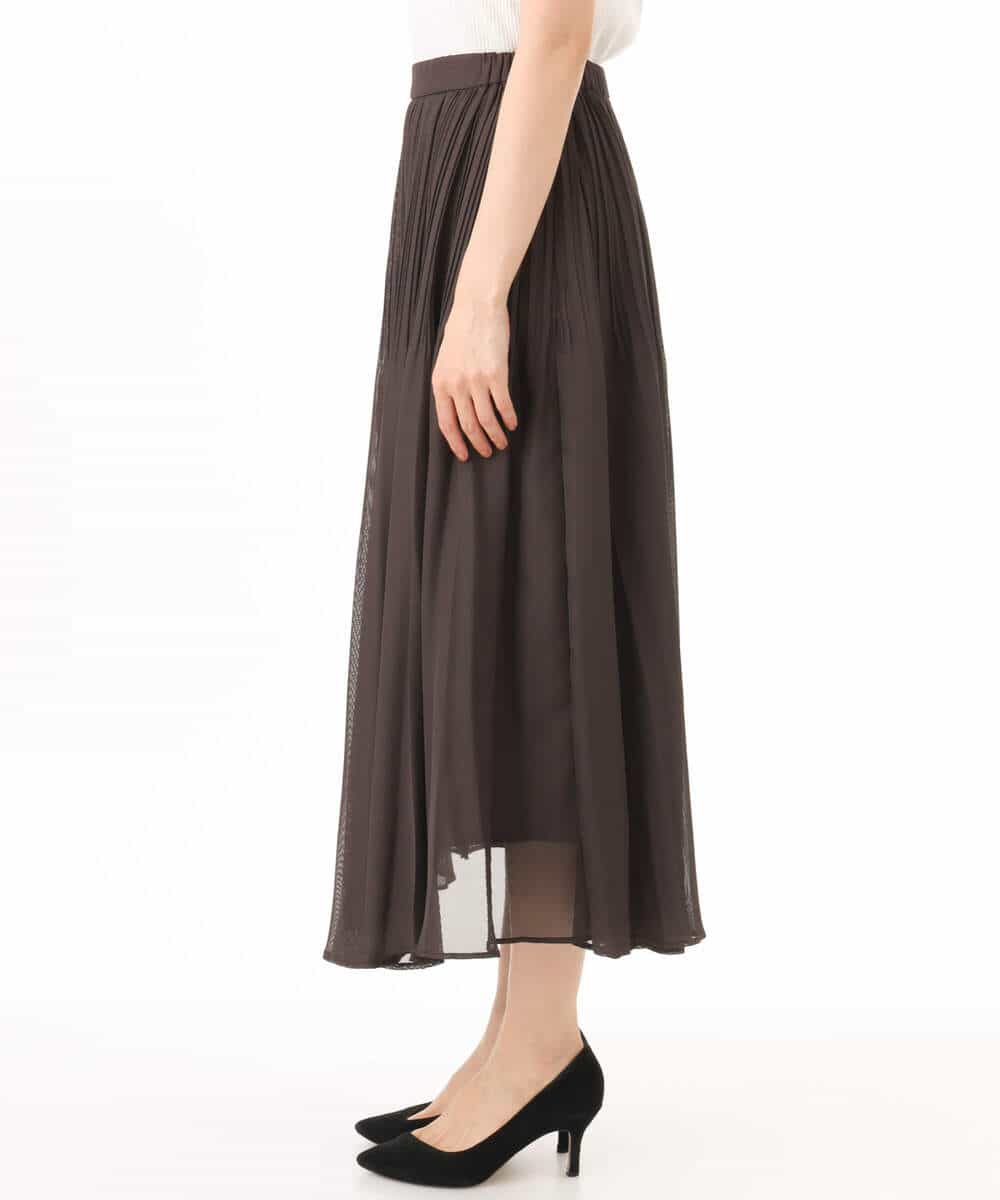 FKHHD63180 MK MICHEL KLEIN(MK ミッシェルクラン) [洗える]カラミ織シアープリーツスカート ブラウン