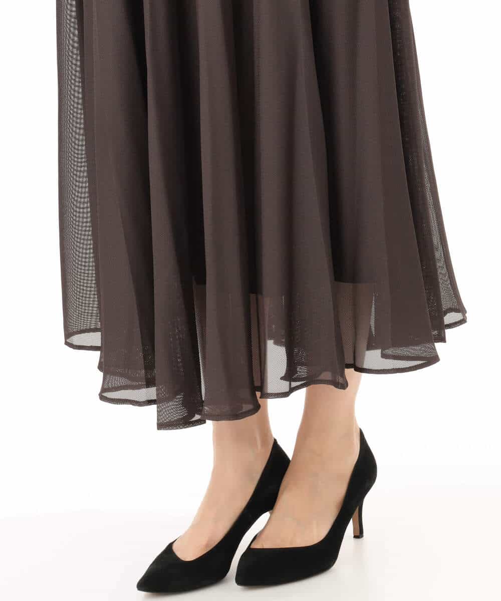 FKHHD63180 MK MICHEL KLEIN(MK ミッシェルクラン) [洗える]カラミ織シアープリーツスカート ブラウン