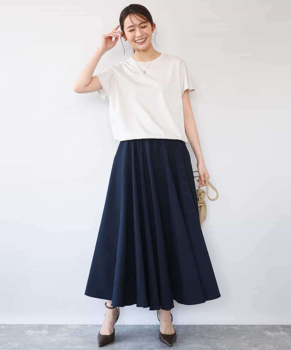 FKHHD64180 MK MICHEL KLEIN(MK ミッシェルクラン) [撥水/UVカット/洗える]ボリュームフレアスカート ネイビー