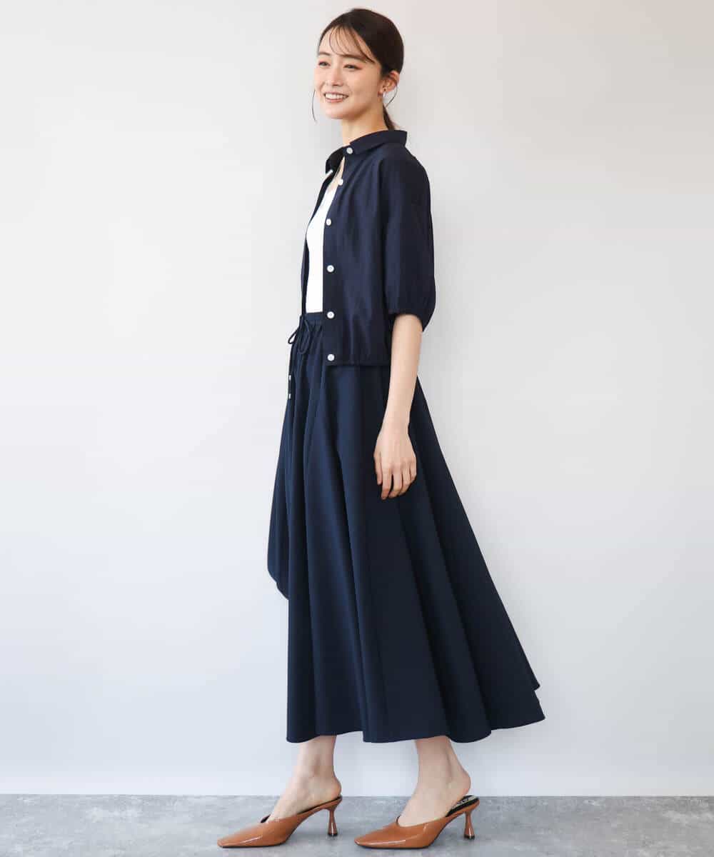 FKHHD64180 MK MICHEL KLEIN(MK ミッシェルクラン) [撥水/UVカット/洗える]ボリュームフレアスカート ネイビー