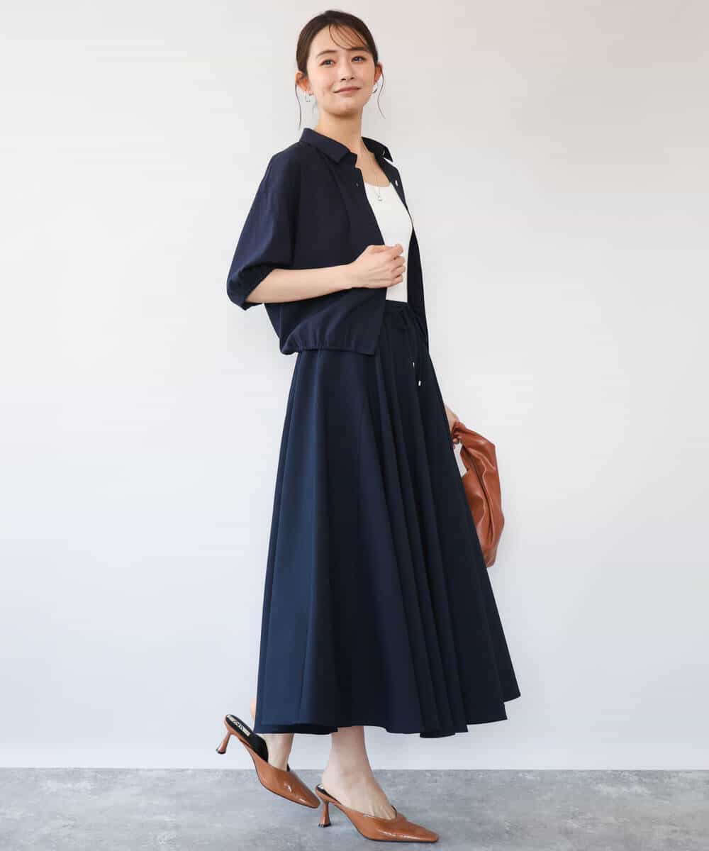 FKHHD64180 MK MICHEL KLEIN(MK ミッシェルクラン) [撥水/UVカット/洗える]ボリュームフレアスカート ネイビー