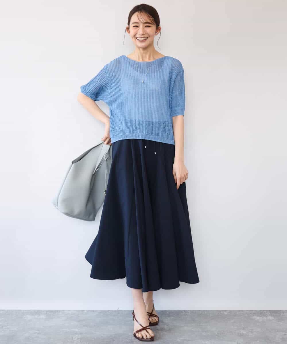 FKHHD64180 MK MICHEL KLEIN(MK ミッシェルクラン) [撥水/UVカット/洗える]ボリュームフレアスカート ネイビー