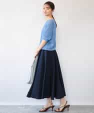 FKHHD64180 MK MICHEL KLEIN(MK ミッシェルクラン) [撥水/UVカット/洗える]ボリュームフレアスカート ネイビー