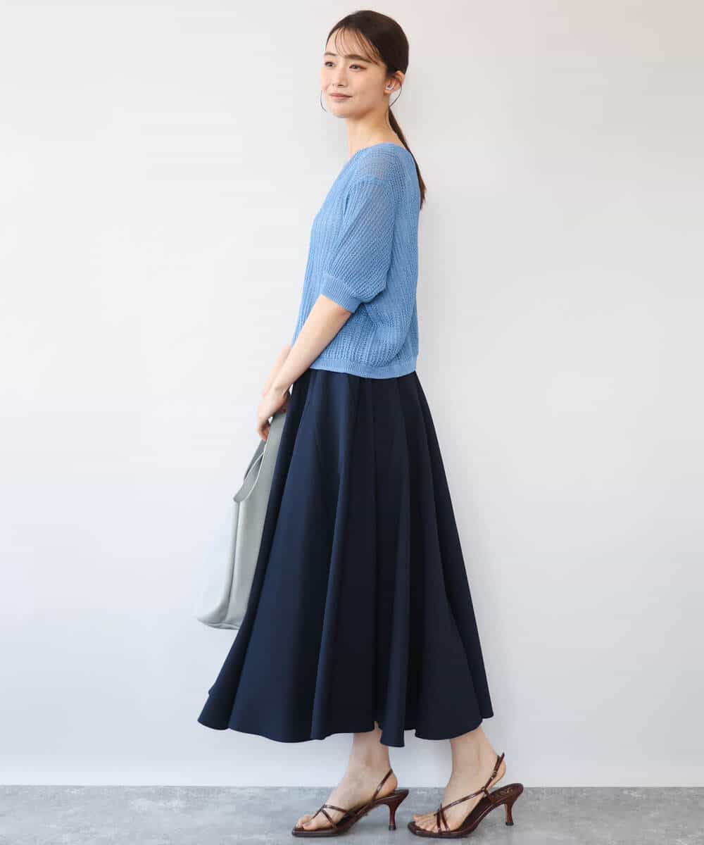 FKHHD64180 MK MICHEL KLEIN(MK ミッシェルクラン) [撥水/UVカット/洗える]ボリュームフレアスカート ネイビー