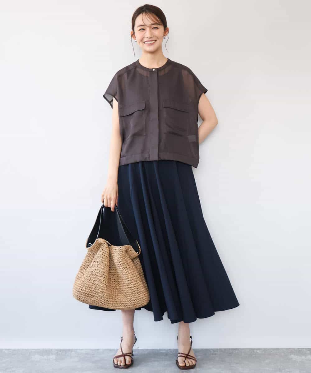 FKHHD64180 MK MICHEL KLEIN(MK ミッシェルクラン) [撥水/UVカット/洗える]ボリュームフレアスカート ネイビー