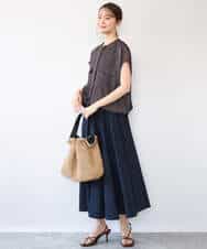 FKHHD64180 MK MICHEL KLEIN(MK ミッシェルクラン) [撥水/UVカット/洗える]ボリュームフレアスカート ネイビー