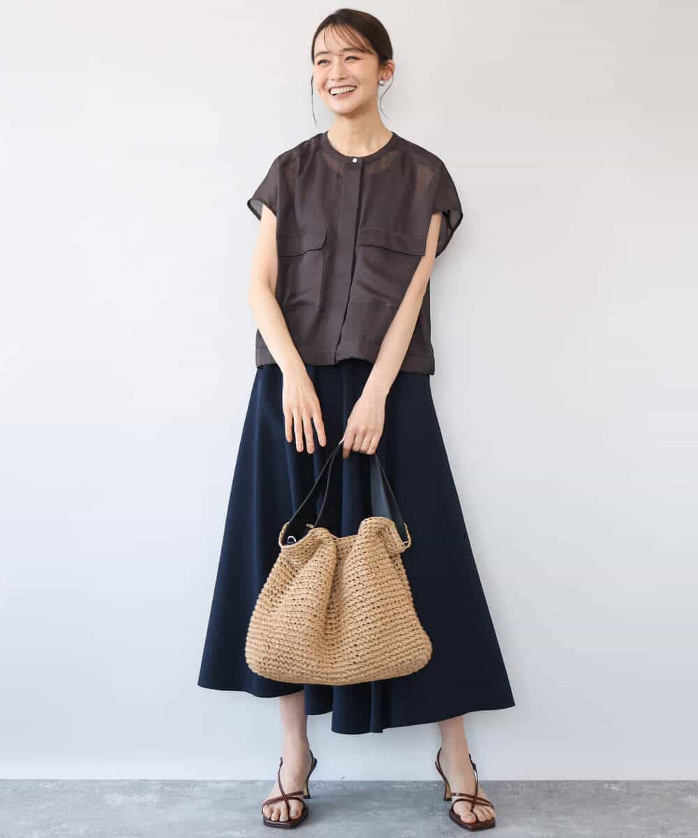 FKHHD64180 MK MICHEL KLEIN(MK ミッシェルクラン) [撥水/UVカット/洗える]ボリュームフレアスカート ネイビー